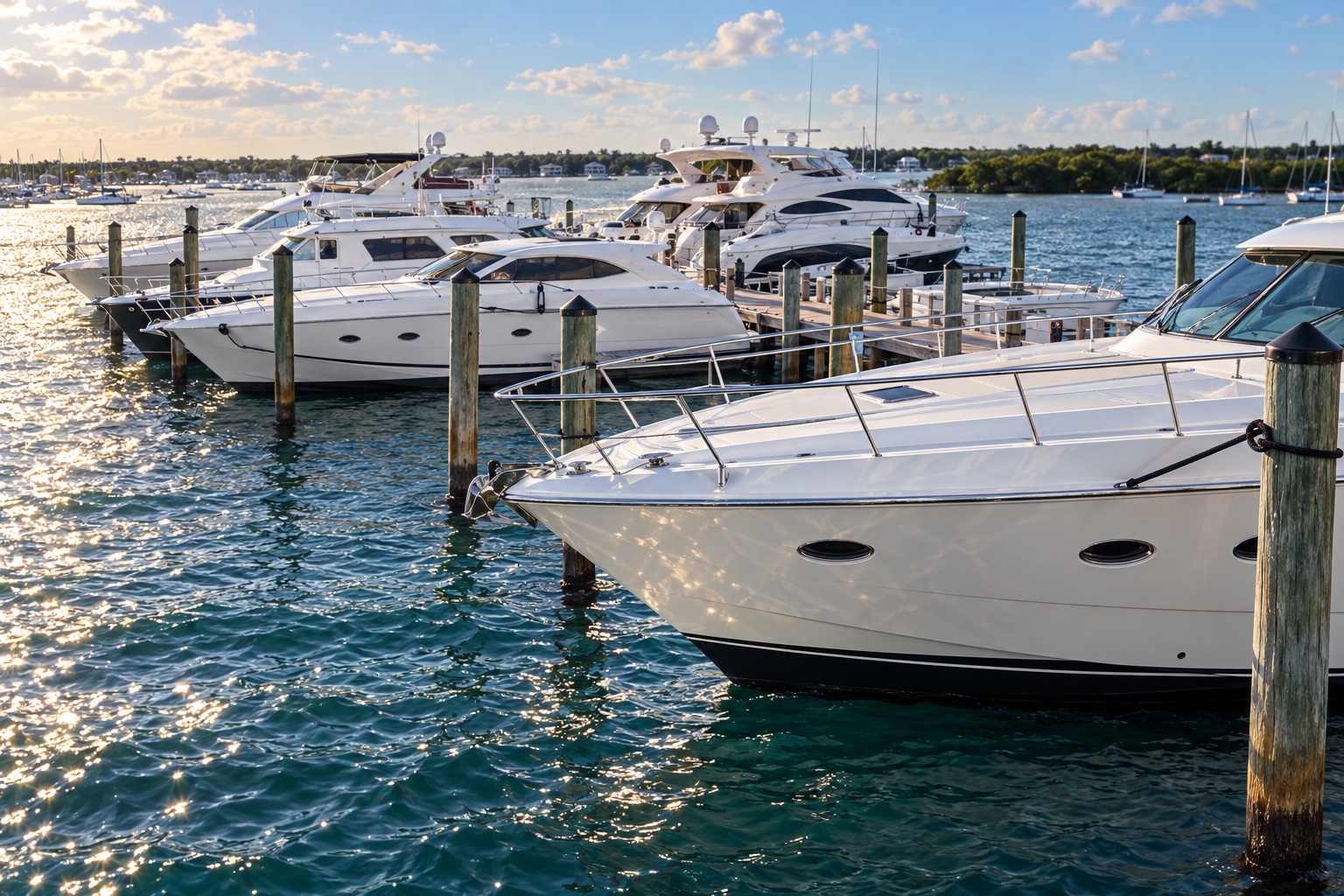 Yachts alongside the Harbor West dock