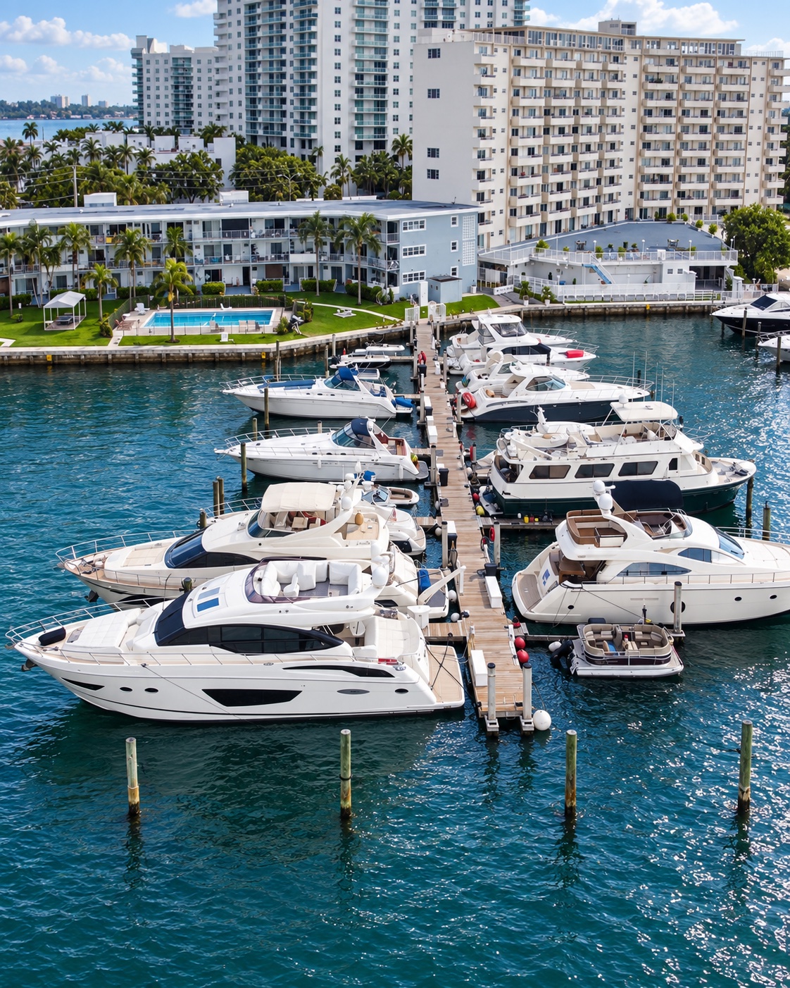 Closer view of boats and dock at Harbor West